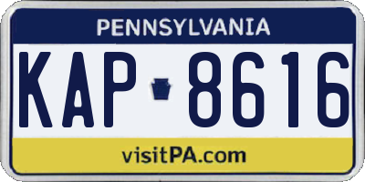 PA license plate KAP8616
