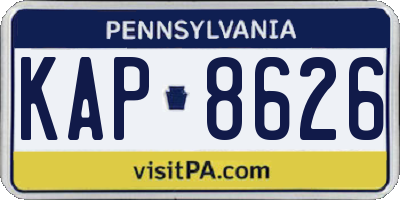 PA license plate KAP8626