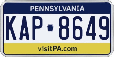 PA license plate KAP8649