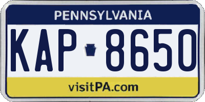 PA license plate KAP8650