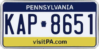 PA license plate KAP8651