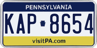 PA license plate KAP8654