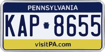 PA license plate KAP8655