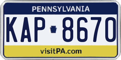 PA license plate KAP8670