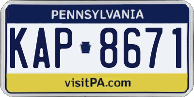 PA license plate KAP8671