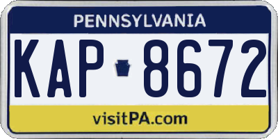 PA license plate KAP8672