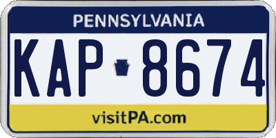 PA license plate KAP8674