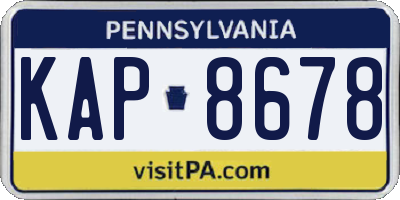 PA license plate KAP8678