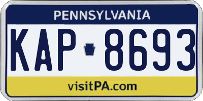 PA license plate KAP8693