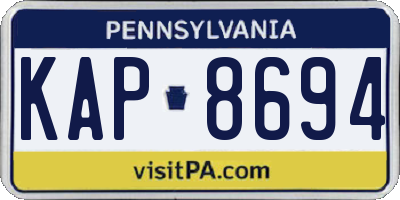 PA license plate KAP8694