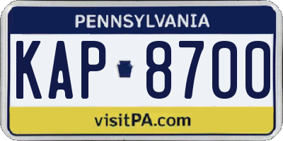 PA license plate KAP8700