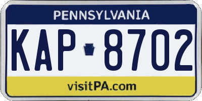PA license plate KAP8702