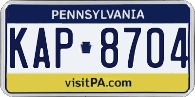 PA license plate KAP8704