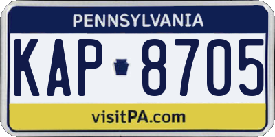 PA license plate KAP8705