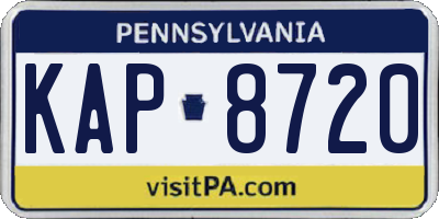 PA license plate KAP8720