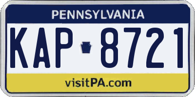 PA license plate KAP8721