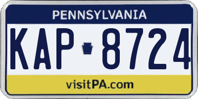 PA license plate KAP8724