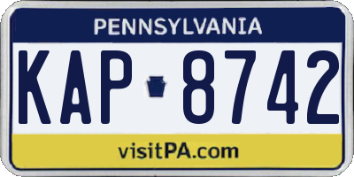 PA license plate KAP8742