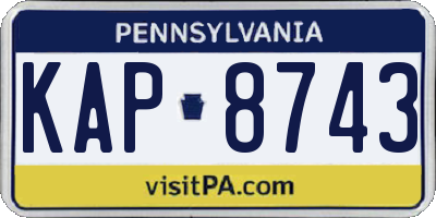 PA license plate KAP8743