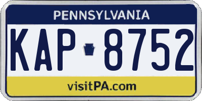 PA license plate KAP8752