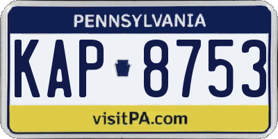 PA license plate KAP8753
