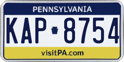 PA license plate KAP8754