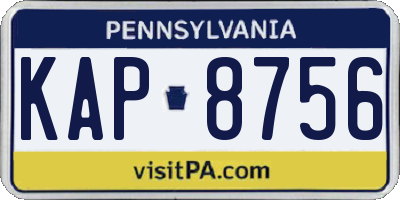 PA license plate KAP8756