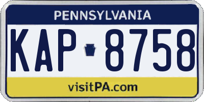 PA license plate KAP8758