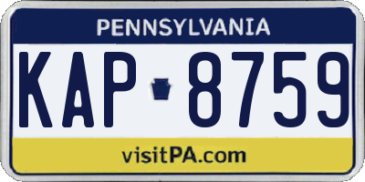 PA license plate KAP8759