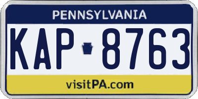 PA license plate KAP8763