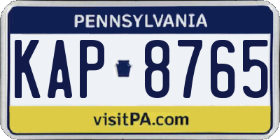PA license plate KAP8765