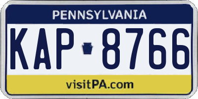 PA license plate KAP8766