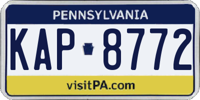 PA license plate KAP8772
