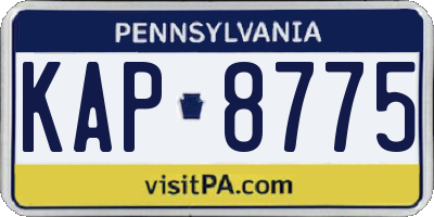 PA license plate KAP8775