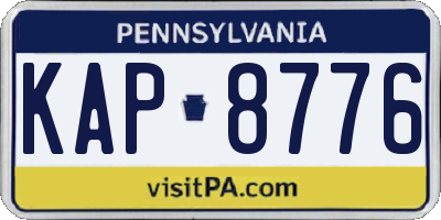 PA license plate KAP8776
