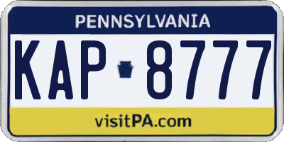PA license plate KAP8777