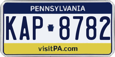 PA license plate KAP8782