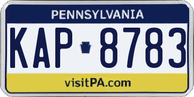 PA license plate KAP8783