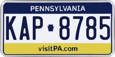 PA license plate KAP8785