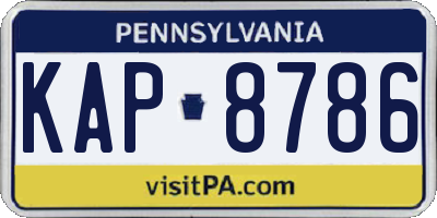 PA license plate KAP8786