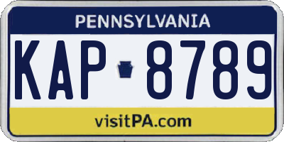 PA license plate KAP8789