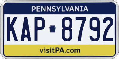 PA license plate KAP8792
