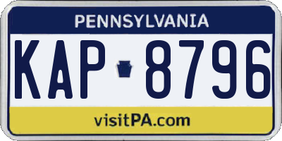 PA license plate KAP8796