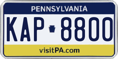 PA license plate KAP8800