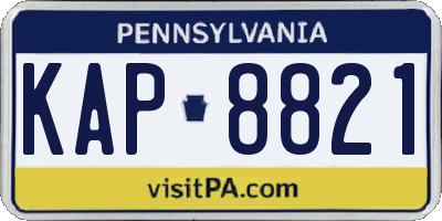 PA license plate KAP8821