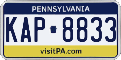 PA license plate KAP8833