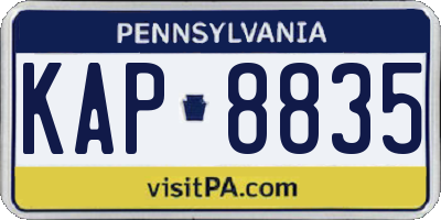 PA license plate KAP8835