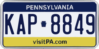 PA license plate KAP8849