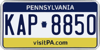 PA license plate KAP8850