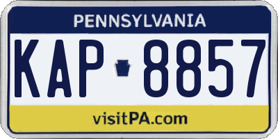 PA license plate KAP8857